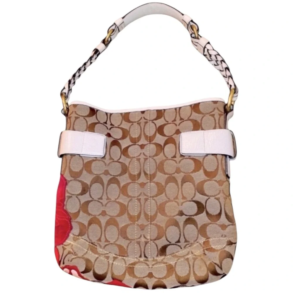 COACH RARE Vintage Khaki Signature Poppy Floral Appliqué Limited Edition
